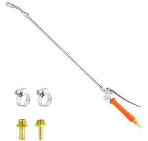 29 Inch Garden Sprayer Wand Replacement, All-Metal Stainless Steel Sprayer Wand with Shut-Off Valve & Hose Clamps, Compatible with 1/4" & 3/8" Hoses for Weed Control, Watering & Outdoor Cleaning