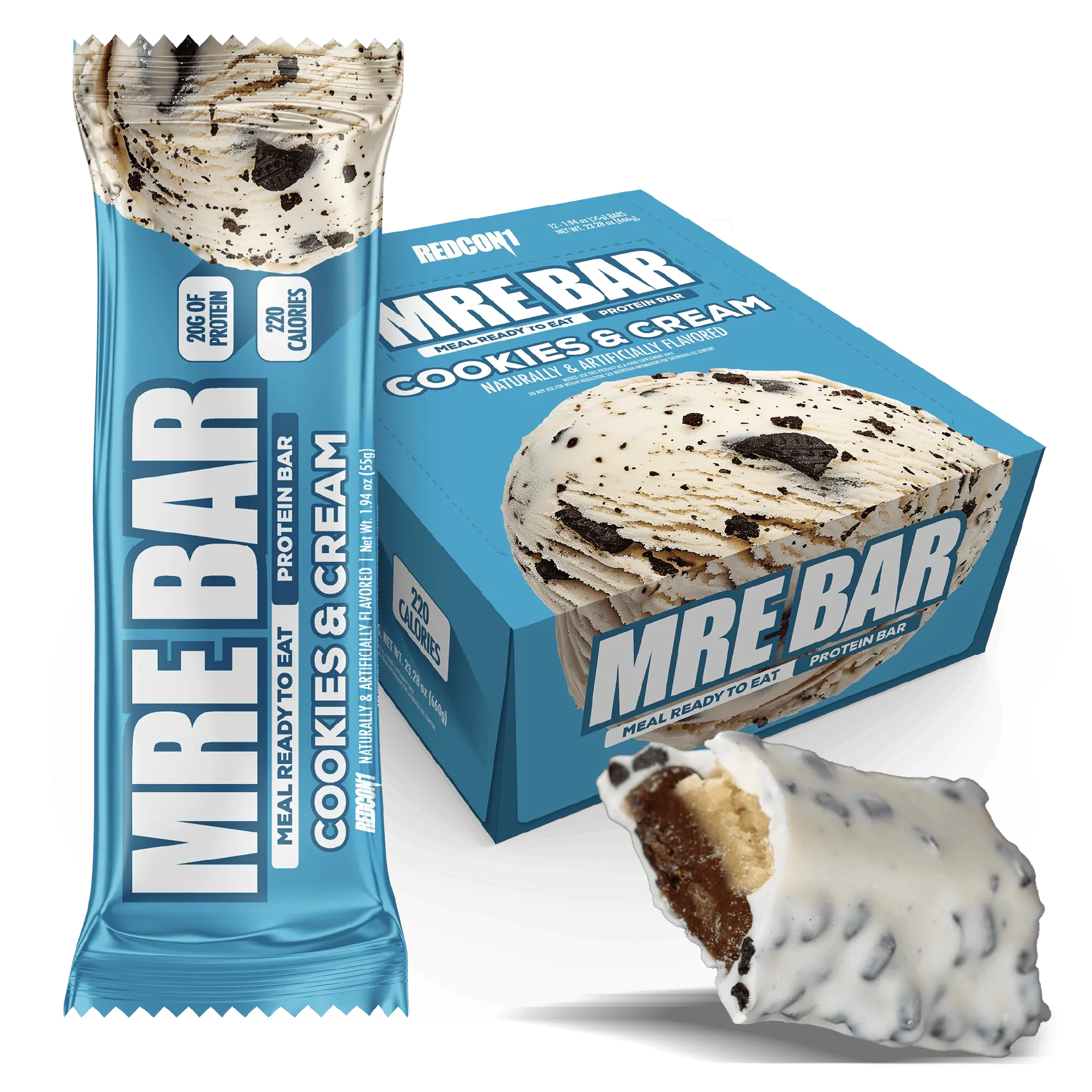 MRE Protein Bars, New, Candy Bar-Like Taste. 20g Protein | 220 Calories | 1g Sugar Bakery Inspired Flavors Soft Baked Texture MRE Protein Bars, New, Candy Bar-Like Taste. 20g Protein | 220 Calories | 1g Sugar Bakery Inspired Flavors Soft Baked Texture