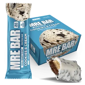 MRE Protein Bars, New, Candy Bar-Like Taste. 20g Protein | 220 Calories | 1g Sugar Bakery Inspired Flavors Soft Baked Texture