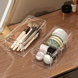 Transparent Cosmetic Storage Box, Plastic Makeup Brush Organizer, Beauty Organizer, Multifunctional Organizer, Dustproof Desktop Holder, Clear Storage Box, Suitable for Lipstick and More