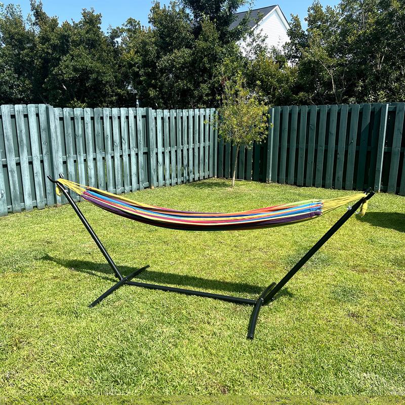 Hammock with Stand Included 450lb Capacity Steel Stand, Premium Carry Bag Included and Two Anti Roll Balance Beam