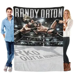 WWE Randy Orton RKO Outta Nowhere Throw Blanket | Viper Finisher Flannel Blanket for Wrestling Fans, Soft Plush Bed Couch Blanket, Gift for Men Him