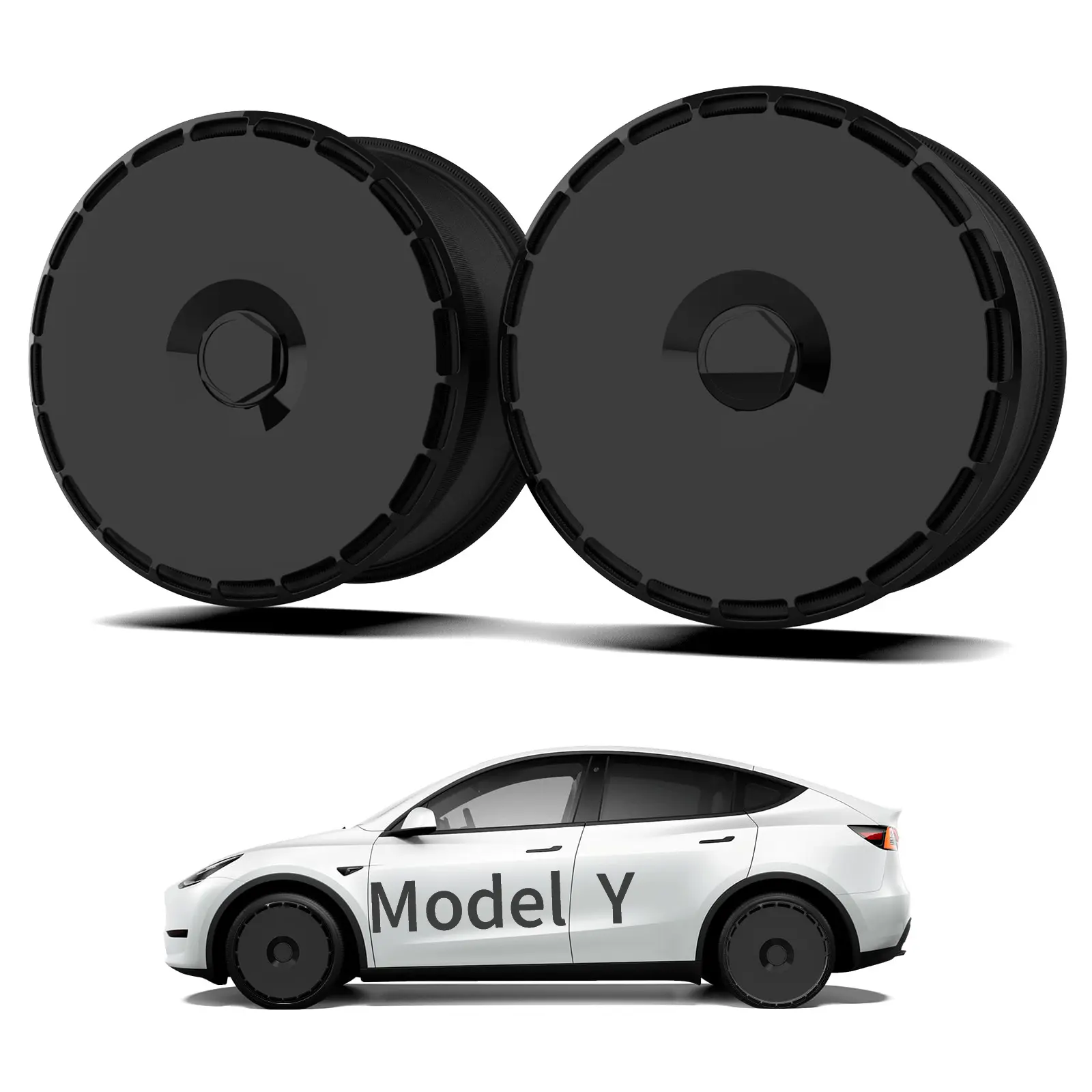 4-Pack Wheel Covers for Tesla Model Y | Full Coverage Rim Protectors | Snap-On Hubcaps for Enhanced Scratch Resistance | Fits 2021-2024 Models