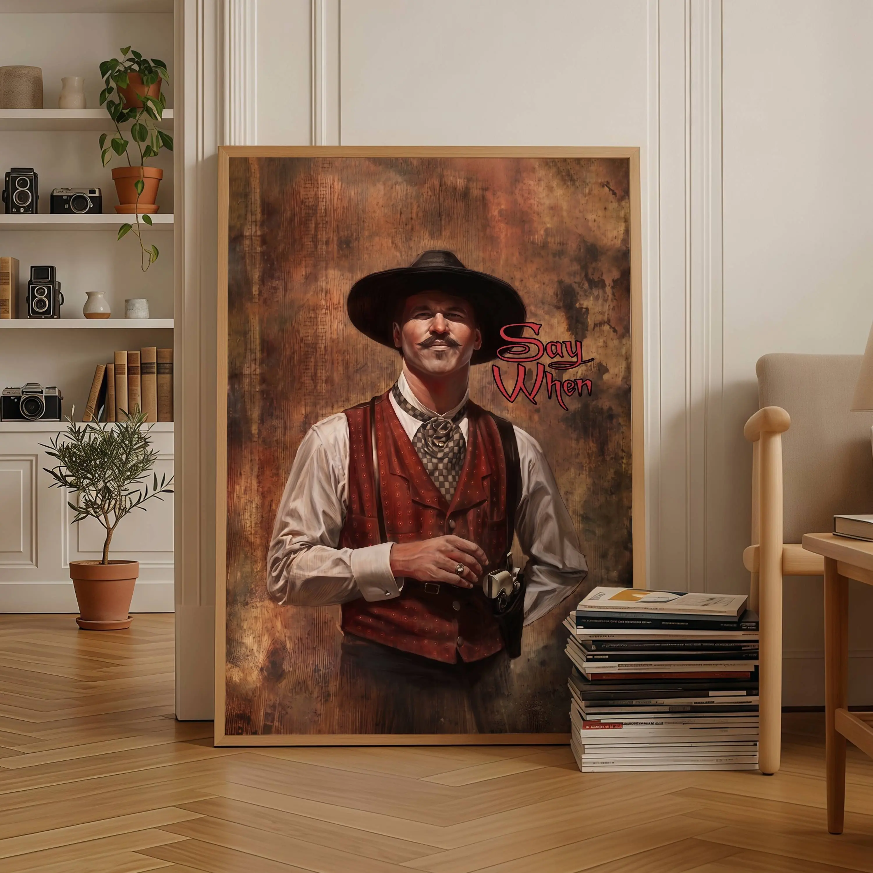 [No Frame] Vintage Tombstone Movie Wall Poster , “Say When” Quote Doc Holliday Wall Art, Classic Western Art, Made In USA