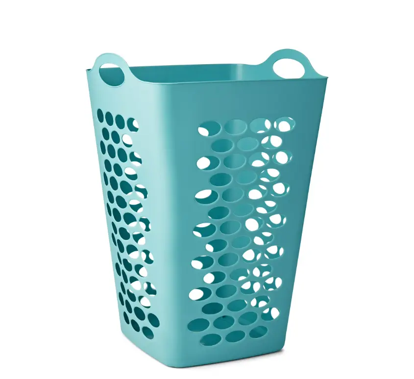 Flexible Square Laundry Hamper Teal Foldable Clothes Basket with Easy Carry Handles Space Saving Laundry Organizer for Home Use