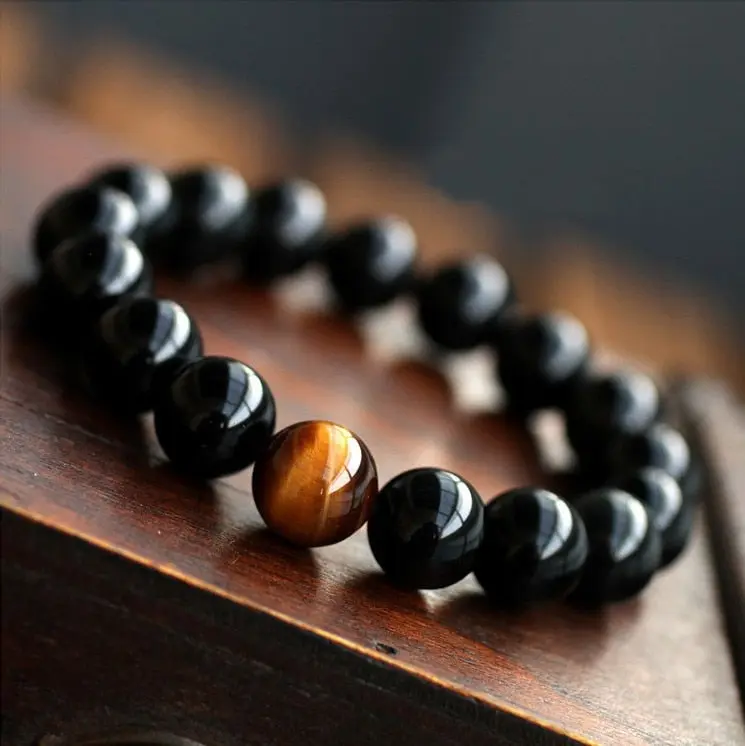 Power Balance Black Onyx Energy Bracelet with Tiger's Eye, Black Onyx, Tigers Eye, Energy Bracelet, Balance, Inner Strength, Protection, Self Discovery, Crystal Jewelry, Mens Bracelet, Womens Bracelet