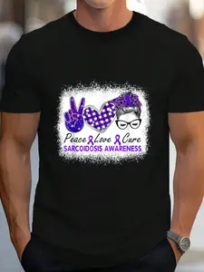 100% Cotton Love Cure Sarcoidosis Awareness T-Shirt Women's Men's Graphic Tee Crew Neck summer vacation Tops