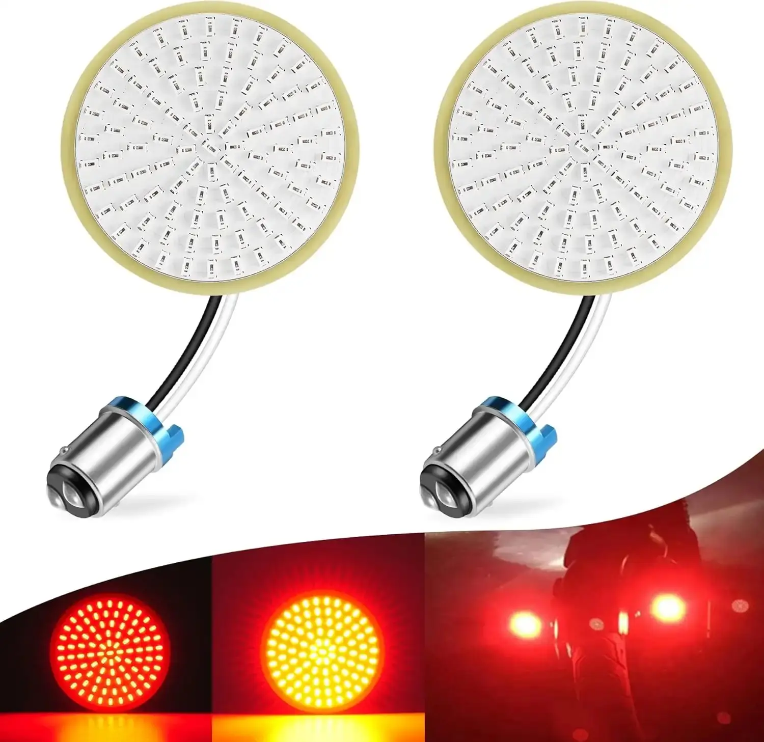 1157 Base Extremely Bright Strobe Flash LED Brake Stop Tail Lighting Panel, 2W, 9-30V, Energy Efficient, Car Lighting Safety Alert, Compatible with Harley Dyna Street Glide Road King, Brilliant Red LED Light, Brake Lights
