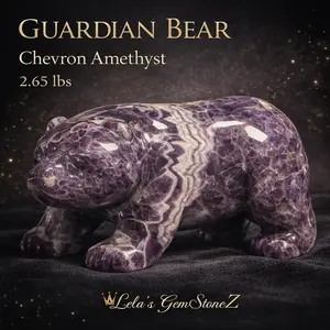Large Chevron Amethyst Bear Crystal Carving Natural Amethyst Animal Sculpture Spiritual Home Decor 2.65 lb Statement Piece crystals for sale crystal