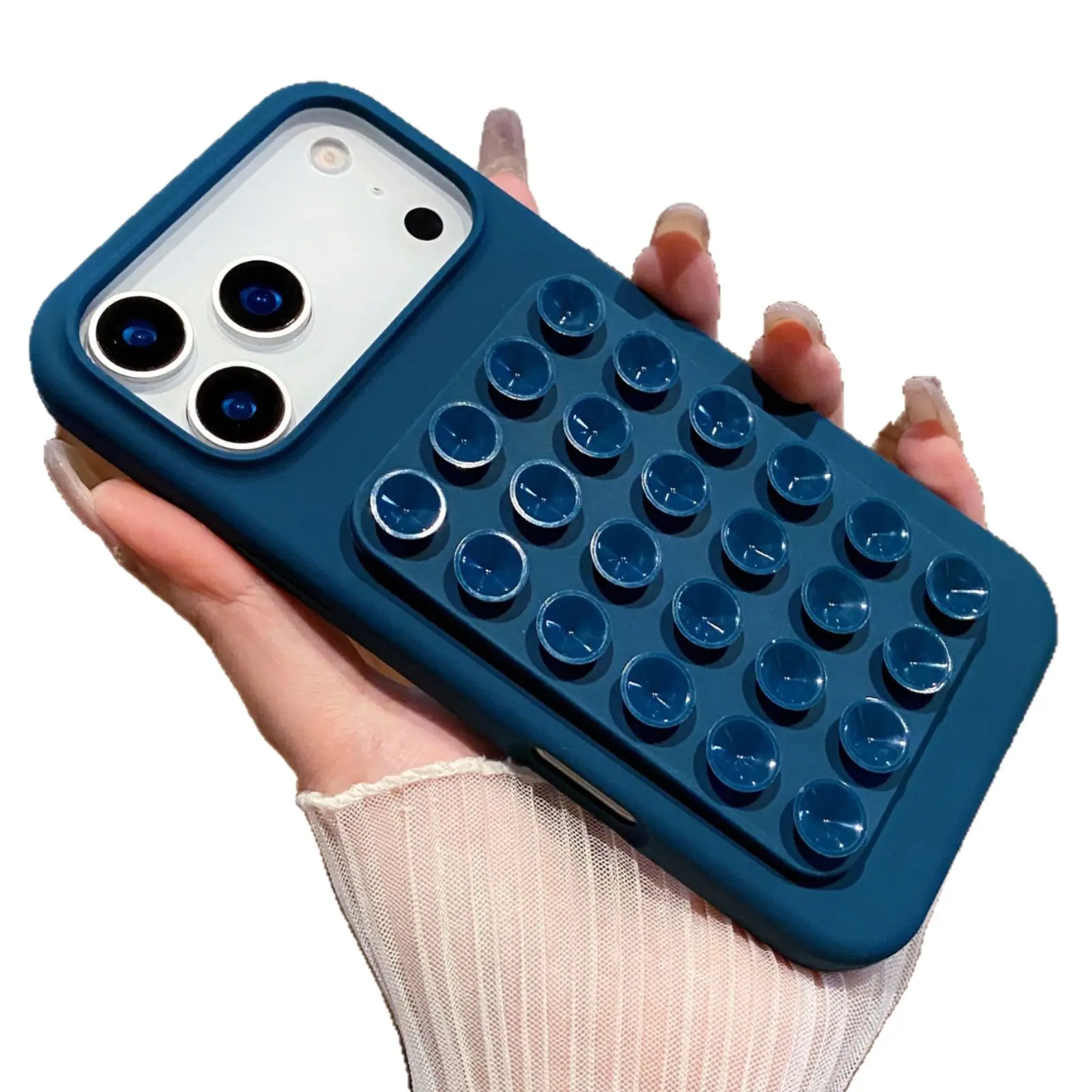 Suction cup folding stand, suitable for iPhone 16 Pro Max phone case, 16 Pro protective cover, anti-drop silicone case