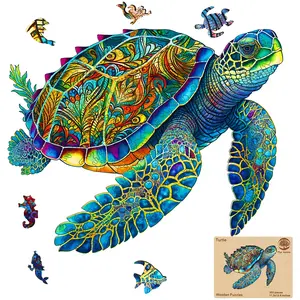 Mys Aurora Unique Wooden Puzzles Sea Turtle Jigsaw Puzzle 200 Pieces HDF Wooden Puzzle with Vivid Art and Imaginative Design for Adults and Kids Crafts Animals