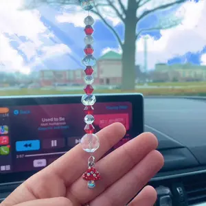 Cottage Core Red Crystal Mushroom Car Charm