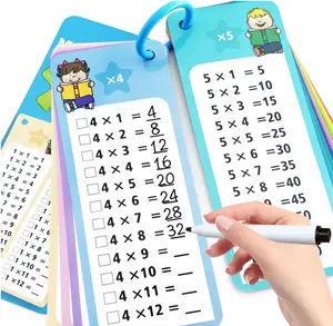 1-12 Multiplication Flash Cards, Large Math Table Flashcards, Including 15 Cards, 2 Dry Erase Markers, 1 Rings, Educational Times Table Flashcards for Classroom Home, for 1st to 3rd Grades