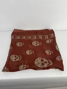 Pre-owned Alexander McQueen Mulberry Silk Skull Scarf – Red, 120 × 120 cm