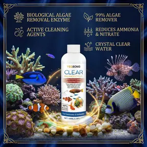 Fish tank water clarifier - Cleans fish tank stains and sludge, makes water clear, and controls algae growth.