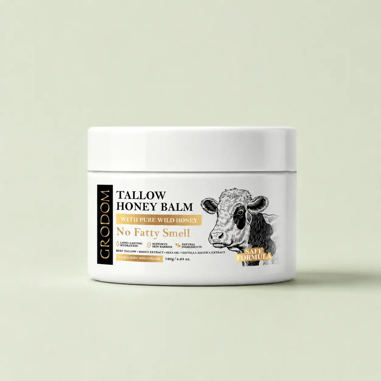 【Organic】GRODOM Whipped Beef Tallow & Raw Honey Organic Nourishing Face Cream Moisturizer Body Lotion Skin Care Lip Balm Hydrating Moisturizing 100% Natural Ingredients - Oil