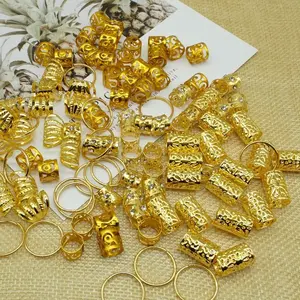 100 PCS Gold Dreadlock Loc Accessories Hair Jewelry for Braids Locs Beads Jewelry for Hair Adjustable Cuffs Iron Braiding Hair Rings Decoration for Women