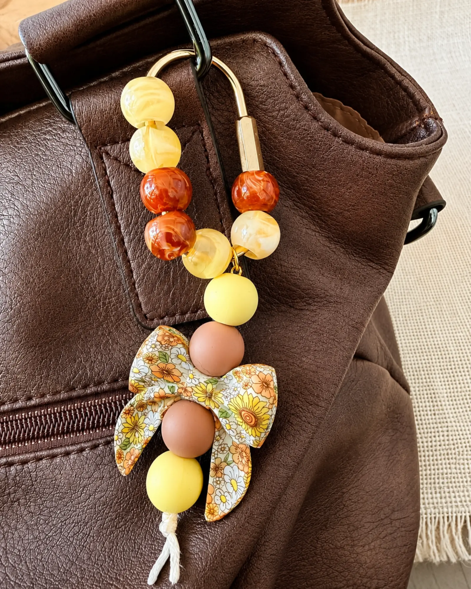 Sunflower Bow Bag Charm