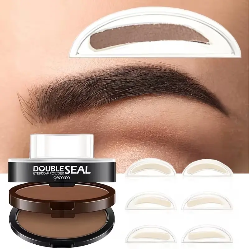 Dual-Color Eyebrow Powder Stamp Set With 3 Brow Shapes, Eyebrow Stamp Kit Waterproof, Reusable,  Includes Eyebrow Brush, Quick Makeup, Waterproof Eyebrow Stamp, Daily Eyebrow Makeup, Cosmetics, Eye Brow Stamp, Christmas Gift
