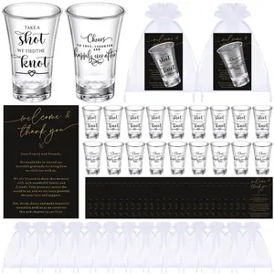 50 Pcs Acrylic Wedding Shot Glasses Bulk 1.5oz Clear Shatterproof Take a Shot We Tied the Knot with Thank You Cards Organza Bags for Wedding Favors Bridal Shower Bachelorette Engagement Party Anniversary Celebration Gifts