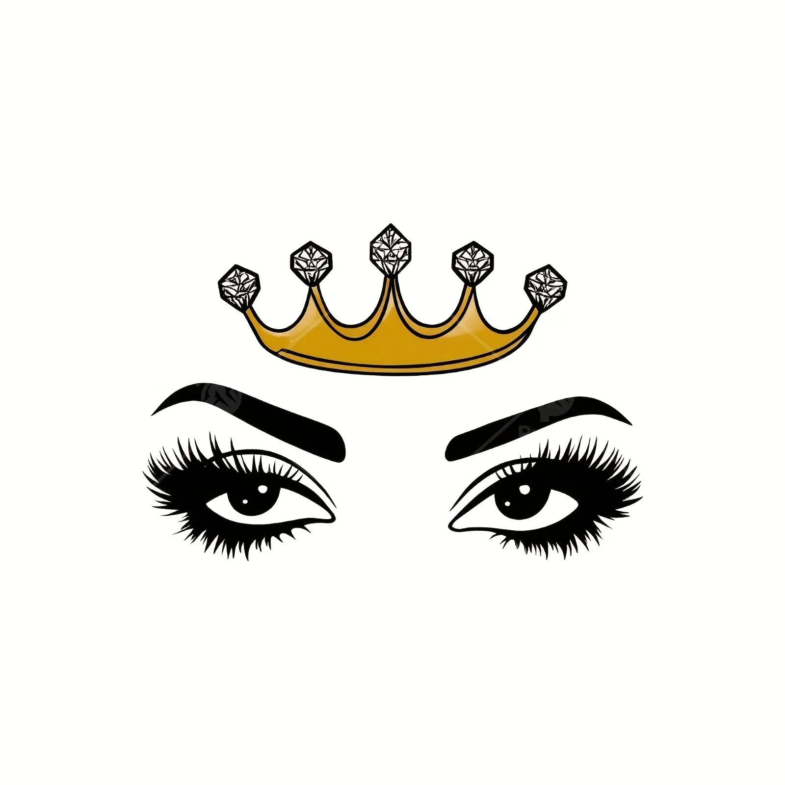 4-Piece Crown Eyelash Transfer Stickers, & Royal Makeup Design, Easy Peel-Off Fabric Decals for Cosplay Parties