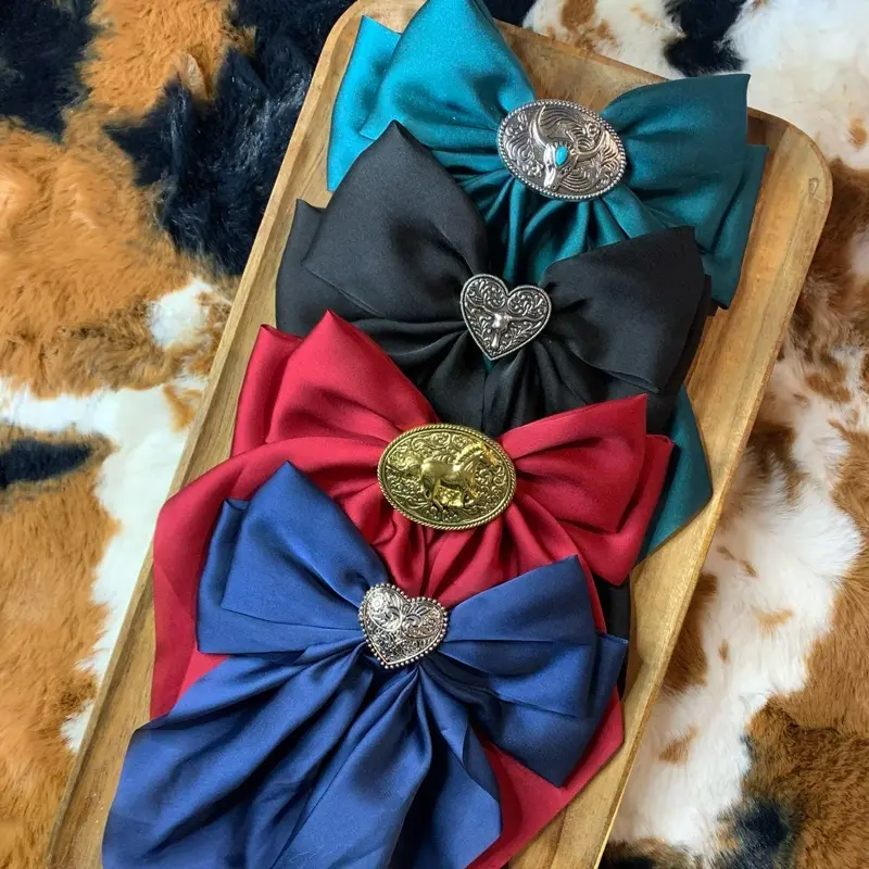 Hair Clip Set, Handmade Western Faux Leather Bows with Animal Print for Women, Unique Design Decorative Barrettes