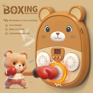 Multi-Functional Cartoon Bear Punching Machine, Wall-Mounted Scoring Light Music Boxing Game Toy, Smart Fitness Training Device, Family Challenge
