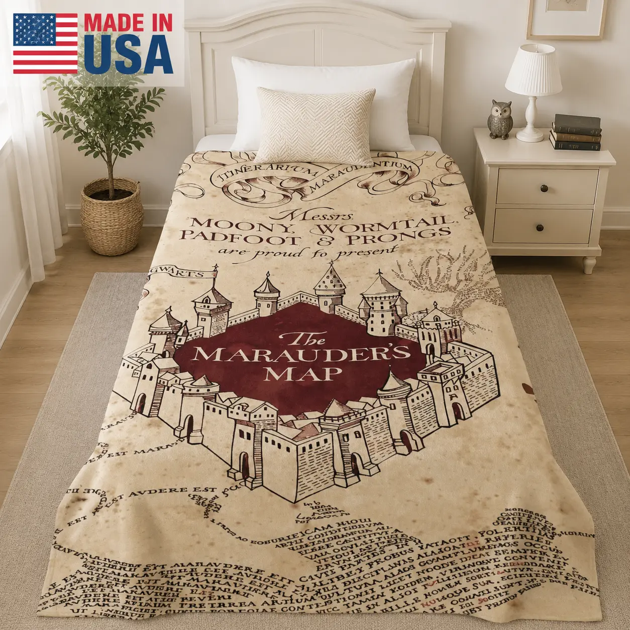 Vintage Fantasy Map Blanket, Magical Castle Tapestry Throw Blanket, Retro Adventure Wall Hanging Decor, Cozy Soft Blanket for Bedroom Living Room Gift