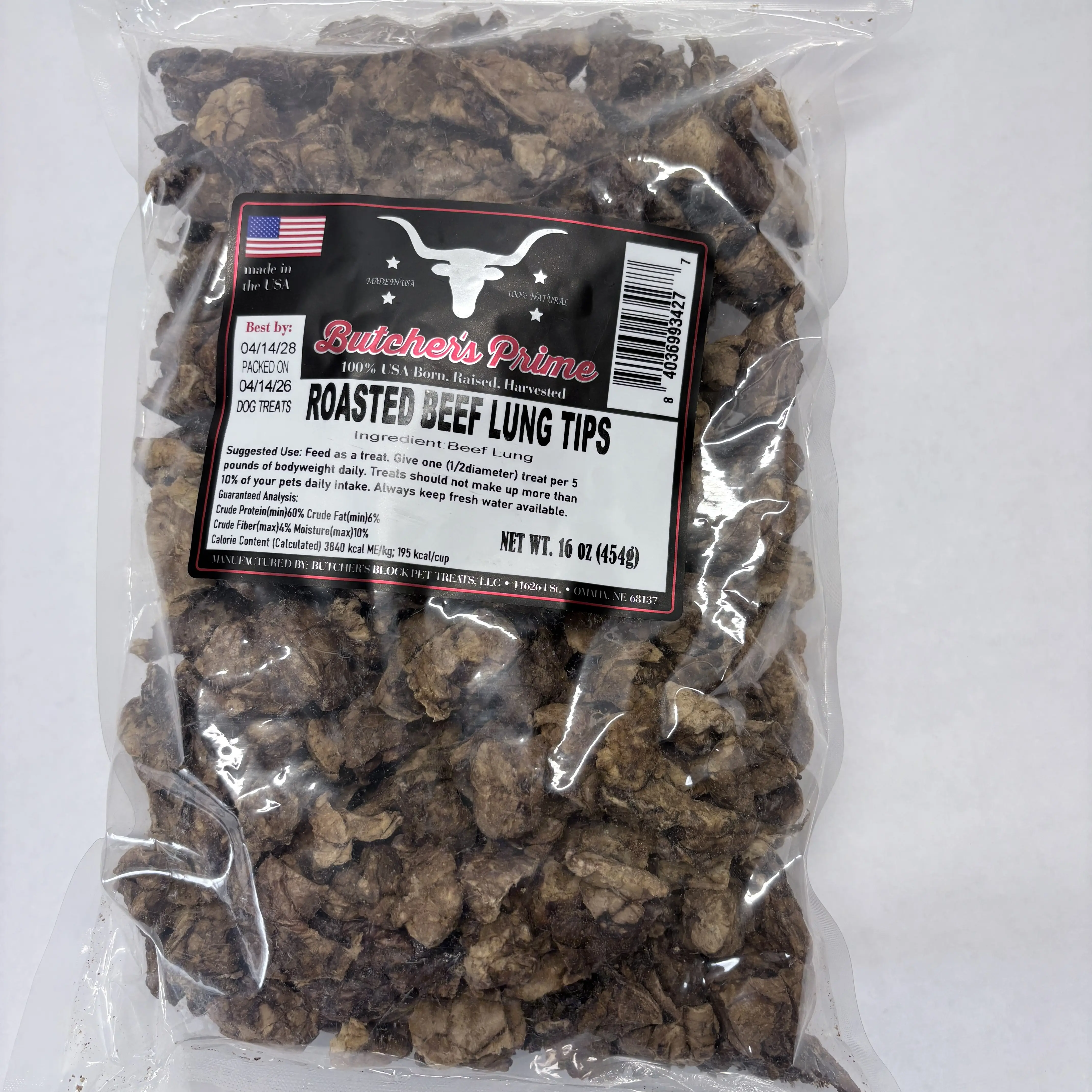 Butcher’s Prime Roasted Beef Lung Treats 16oz