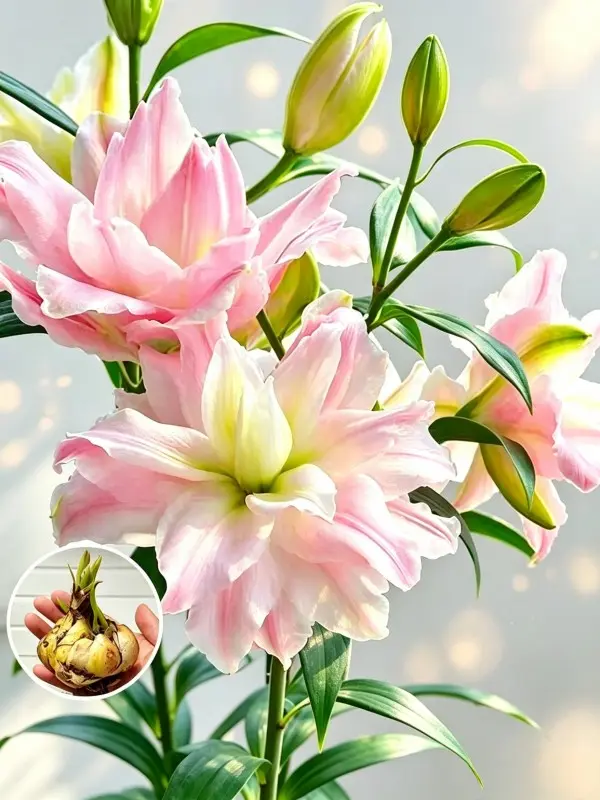 3 Pack Pink Lily Flower Bulbs, Highly Fragrant Perennial Plants, Easy To Grow for Outdoor Garden & Indoor Container Planting, Summer Blooms