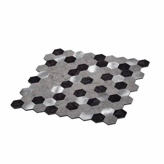 1.25" Silver Grey and Black Hexagon Peel and Stick Tile for Your Decor Needs