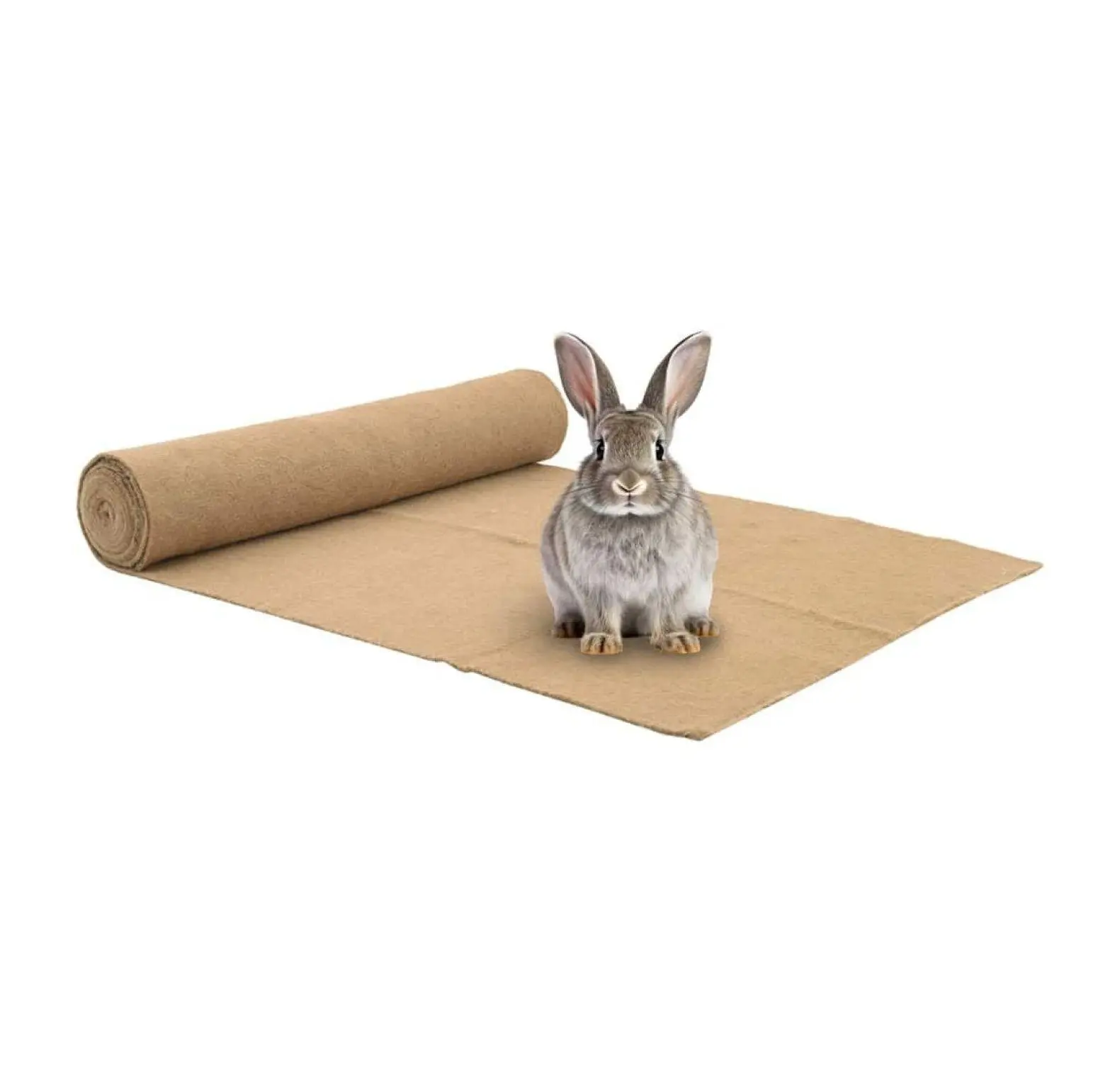 Natural Hemp Rodent Mat (3.3x16.4ft) - Absorbent, Odor Control, Breathable, Chew-Safe Cage Liner for Rabbits, Guinea Pigs