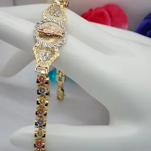 saint jude religious bracelet with roses gold plated 7 to 9 inches