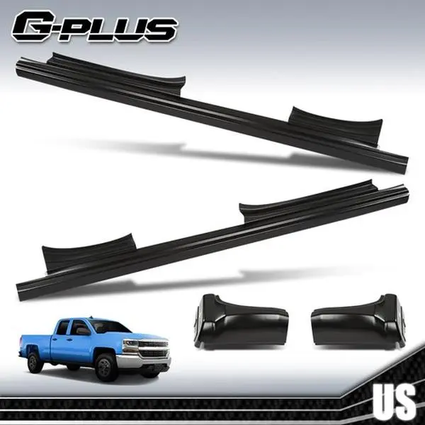 MOTOR GPLUS Automotive 2-Piece Slip-On Rocker Cab Corner Replacement Kit, Car Exterior Protection Accessories for 2014-2018 Chevy GMC 4-Door Extended/Double Cab Pickup Trucks, Rocker Panels Component