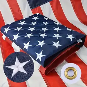 Heavy Duty American Flag 3*5FT Outdoor, Heavy Duty High Wind US Flag, Embroidered Stars, Sewn Stripes, Brass Grommets, Indestructible Tough Double Sided United States Flag Suitable For Outside Use