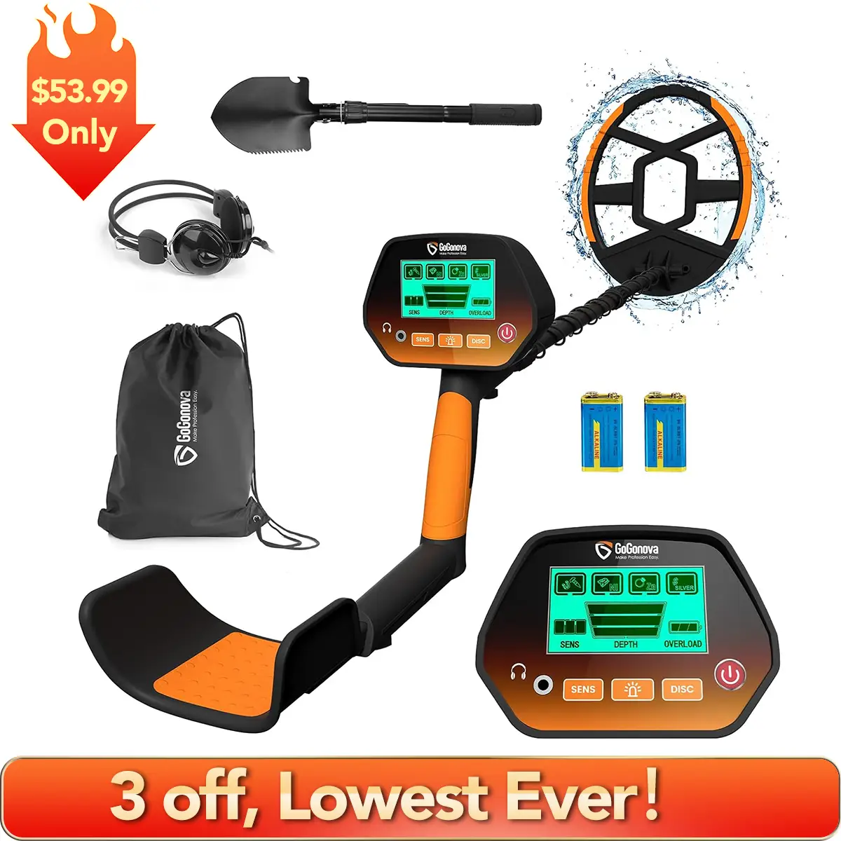 [5 OFF!!!] Best Gift GoGonova Waterproof Metal Detector for Adults & Kids, with High Accuracy Lightweight 8" Search Coil, All Metal & Disc Modes Tool