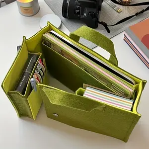 Small Tote Bag for Bible Books and Small Stuffs Vibrant Colors Trinket Bag Organization Storage Solution in Pink & Green Polyester Material