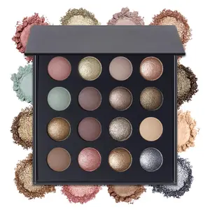 Baked Eyeshadow Palette with Hidden Gems, 16 Nude Shades (Matte, Glitter, Metallic, Shimmer), Highly Pigmented Long-Lasting Makeup for Eyes