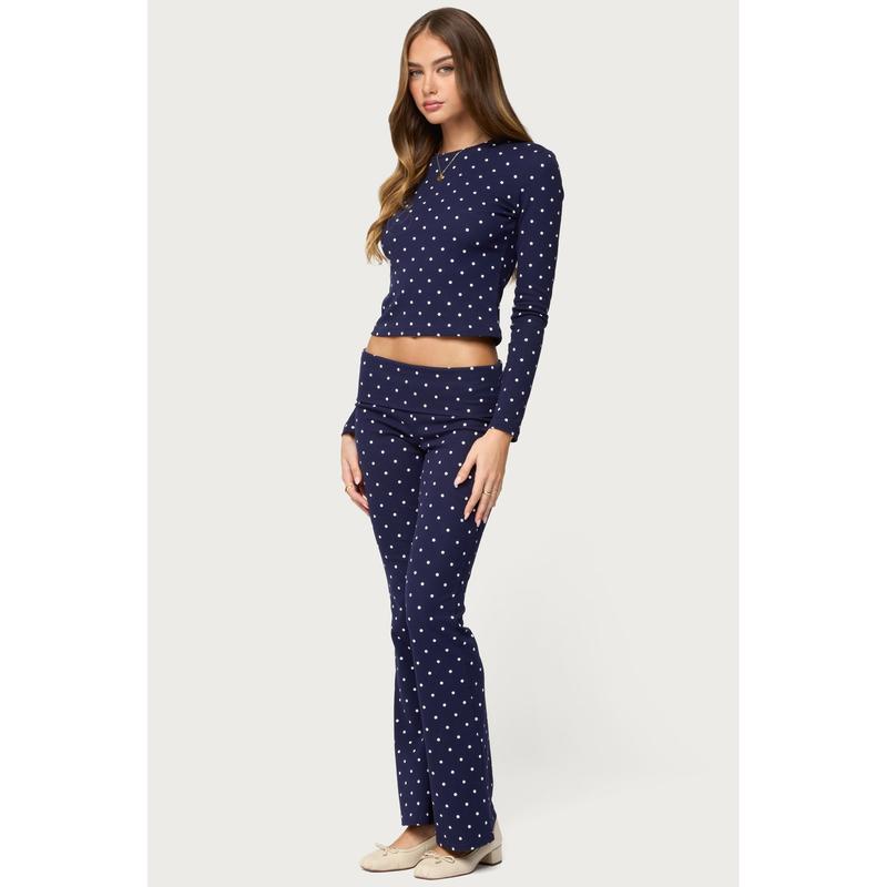 Daliya Polka Dot Long Sleeve Top