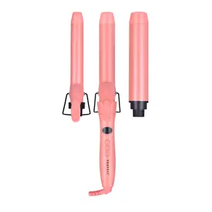 FoxyBae Bounce Bae 3-in-1 Interchangeable Curling Iron Set – 1”, 1.25”, 1.5” Tourmaline Ceramic Barrels – Limited Edition Peach – Adjustable Heat 140–430°F – Dual Voltage for Travel