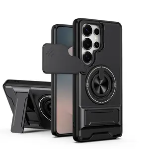 Rugged Magnetic Ring Case for Samsung Galaxy S26 Ultra, S25 Plus, S24 FE, S23, A16, A15, and A14 Series (with Camera Cover & Kickstand)
