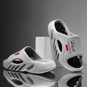 Men’s “REALITY” Edition athletic slides in slate grey — modern “New Day” graphic streetwear sandals — ultra-soft massage footbed recovery slippers — lightweight anti-slip thick-sole slides