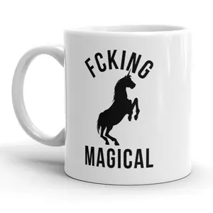 Fcking Magical Mug Funny Mythical Unicorn Horse Coffee Cup - 11oz Funny Coffee Mugs Ceramic Printed Drinkware Cup