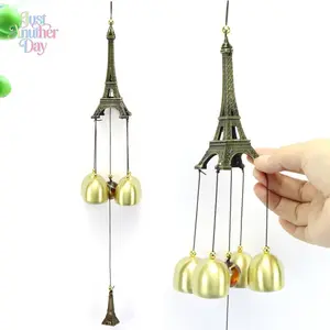 Antique Copper Alloy Wind Chimes, Multi-Bell Hanging Ornament with Animal & Tower Charms, Retro Feng Shui Wind Bell for Home Door Wall Garden Patio Decor