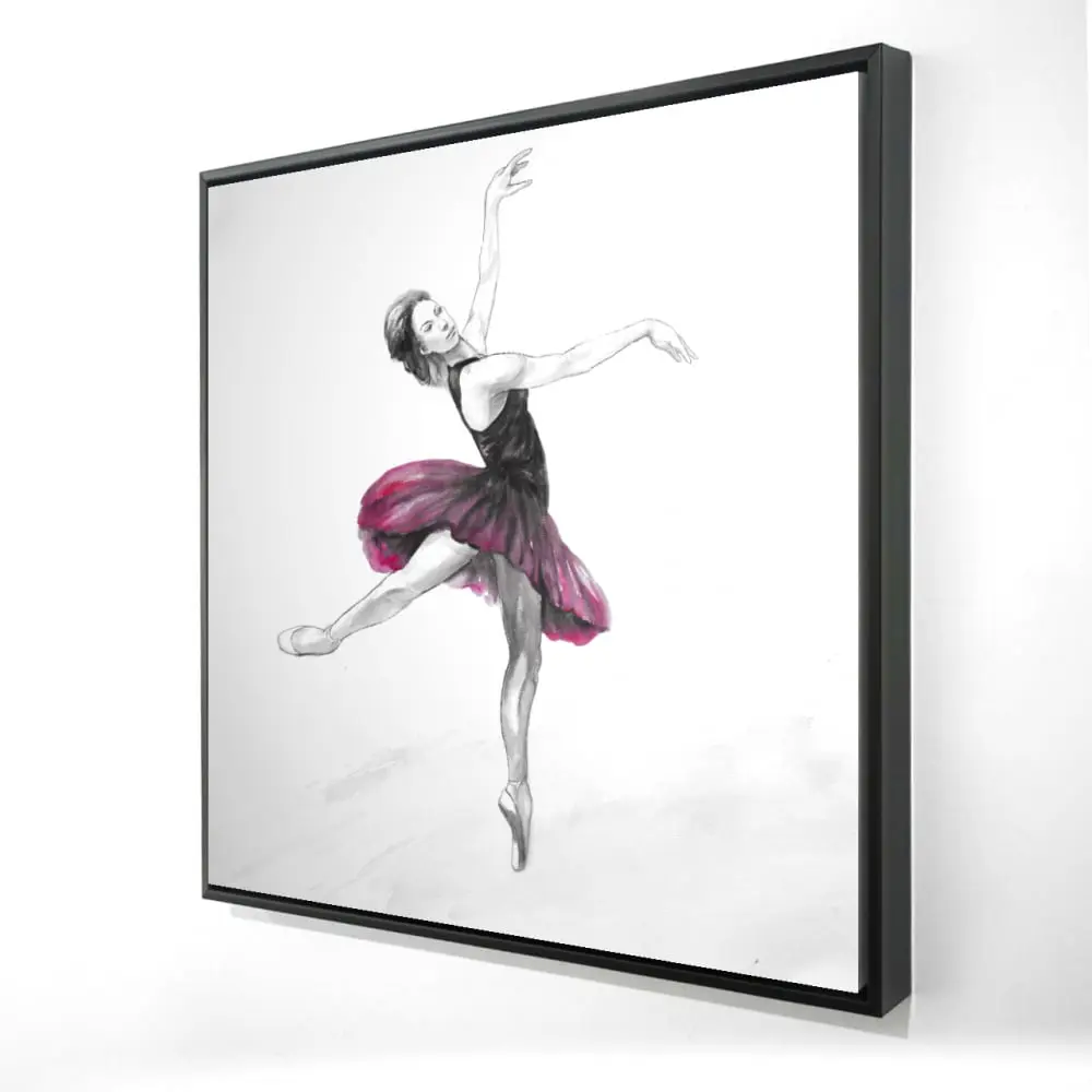 Begin Home Decor 2081-2424-SP51 24 x 24 in. Small Pink Ballerina Canvas - Home Decor - Framed Art