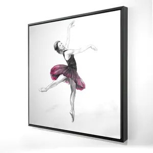 Begin Home Decor 2081-2424-SP51 24 x 24 in. Small Pink Ballerina Canvas - Home Decor - Framed Art