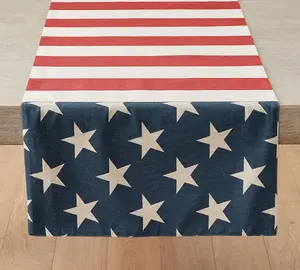 Reversible Linen Flag Table Runner - USA 250th Dining Decor