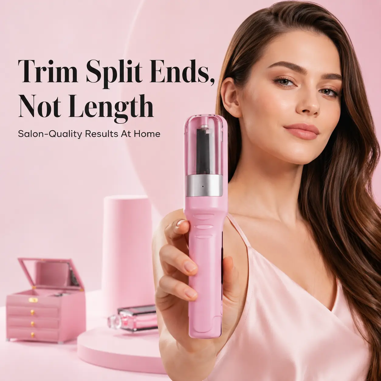 Automatic Split End Trimmer - Negative Ion Smoothing Device for Frizzy Damaged Locks, Tangle-Free Portable Daily Hair Care Tool