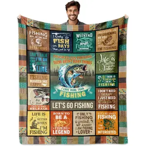 Fishing Gifts for Men/Women, Fishing Blanket 60"x 50", Fishing Gifts for Dad, Fishing Gifts, Fishing lovers Gifts, Gifts for Men Who Love Fishing, Fisherman Gifts for Fathers Day/Birthday/Christmas