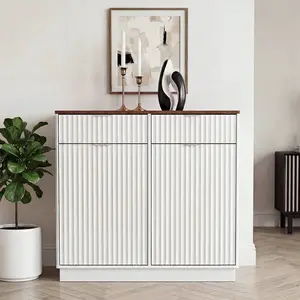 Oakault Tilt Out Trash Can Cabinet, Hidden Trash Bin with Storage Drawers,  Laundry Hamper Cabinet with Wave-Textured Drawer(White) Kitchen Garbage Can Stainless Steel Bin Kitchen Bin fathersdaygift